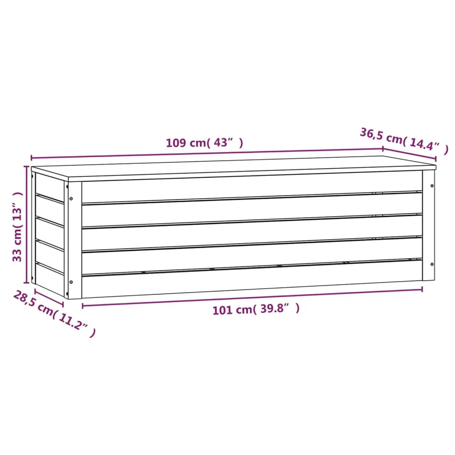Boîte de rangement 109x36,5x33 cm Bois massif de pin - 8