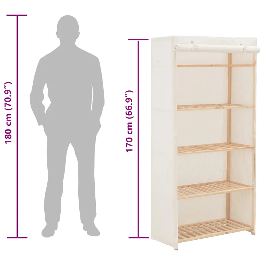 Garde-robe Blanc 79 x 40 x 170 cm Tissu - 7