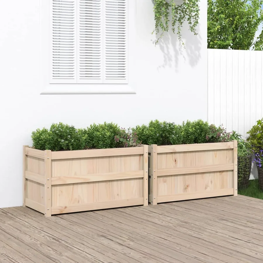 Jardinières 2 pcs bois de pin massif