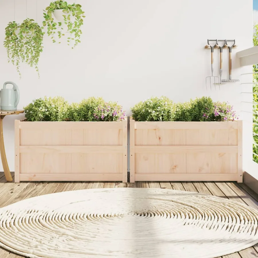 Jardinières 2 pcs bois de pin massif - 3