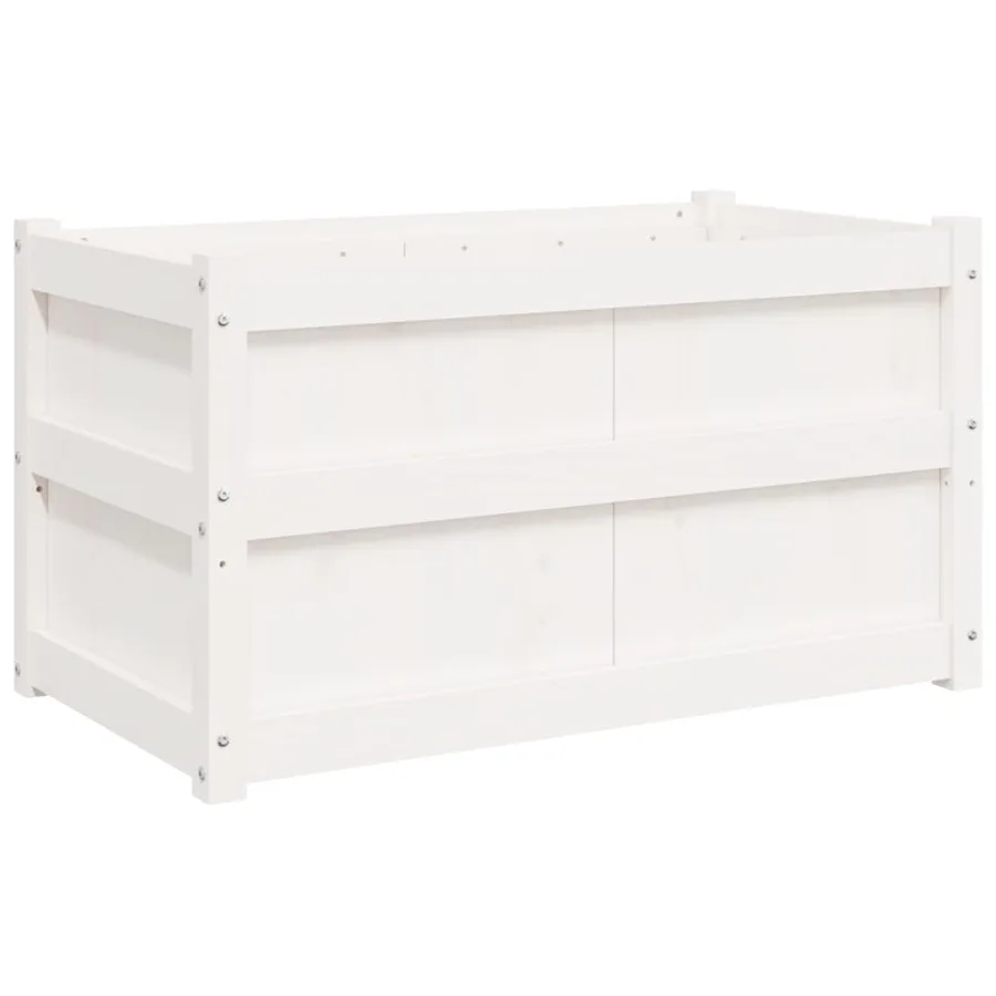 Jardinières 2 pcs blanc bois de pin massif - 5