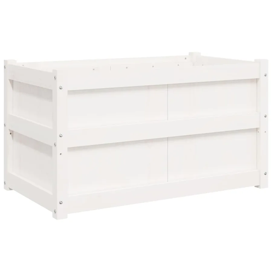 Jardinières 2 pcs blanc bois de pin massif - 8