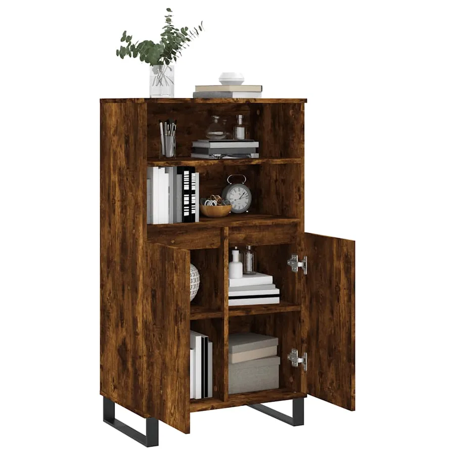 Buffet haut Chêne fumé 60x36x110 cm Bois d'ingénierie - 4