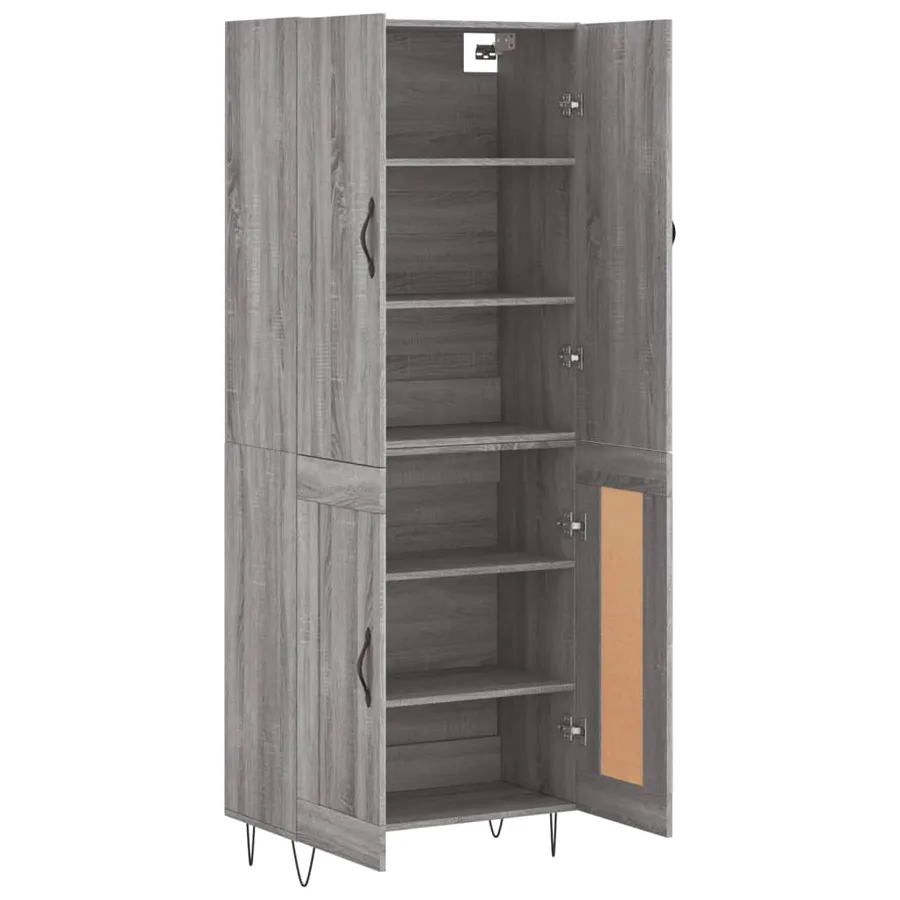 Buffet haut Sonoma gris 69,5x34x180 cm Bois d'ingénierie - 4