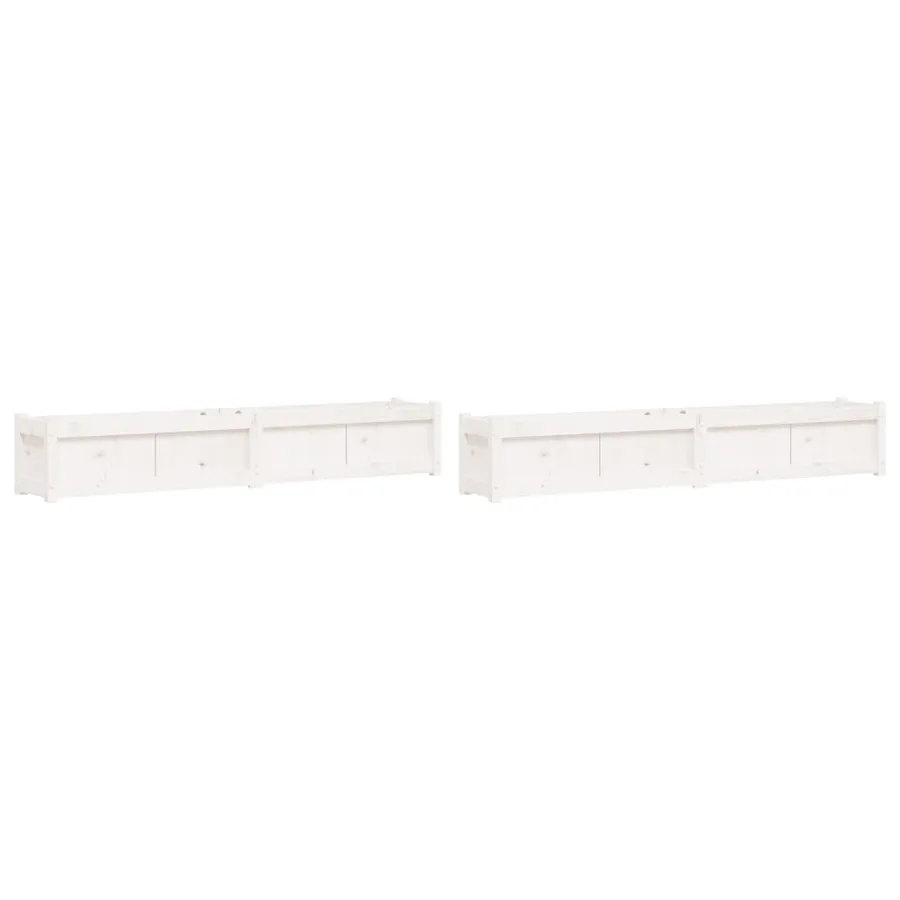 Jardinières 2 pcs blanc bois de pin massif - 2