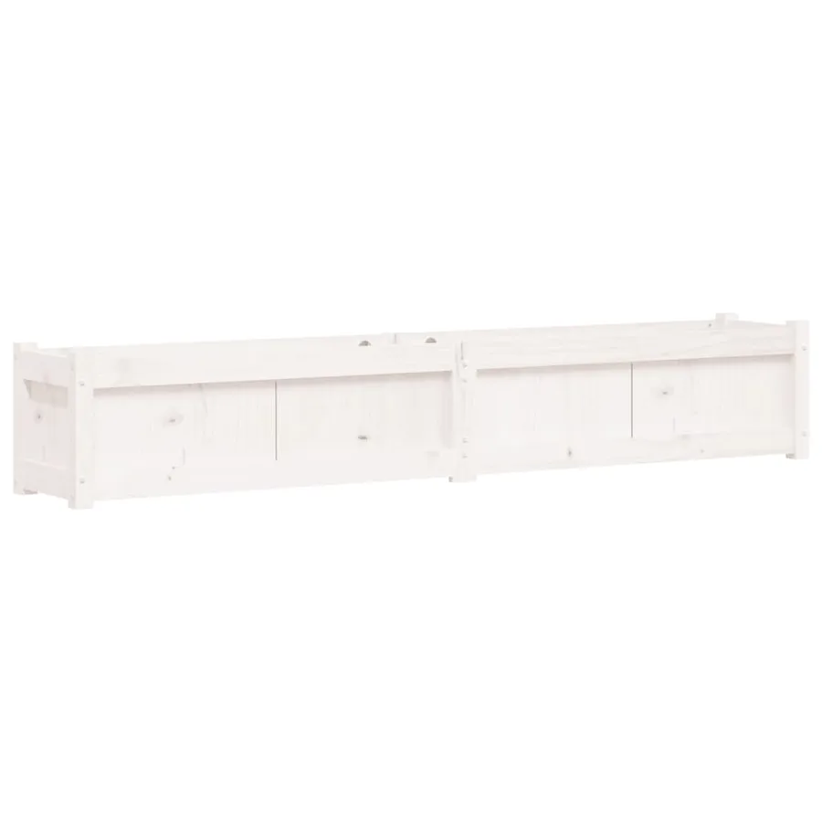 Jardinières 2 pcs blanc bois de pin massif - 4
