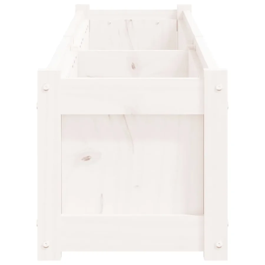 Jardinières 2 pcs blanc bois de pin massif - 6