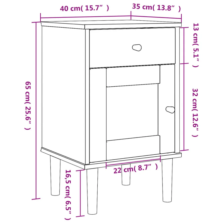 Table de chevet SENJA aspect de rotin marron bois de pin massif - 11