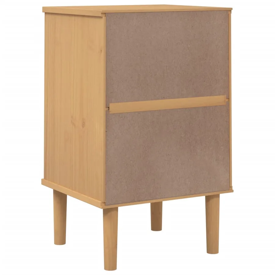 Table de chevet SENJA aspect de rotin marron bois de pin massif - 8