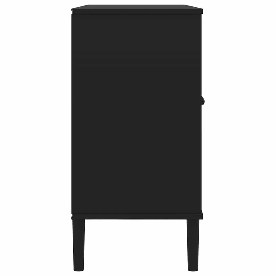 Buffet SENJA aspect rotin noir 112x40x80cm bois massif de pin - 7