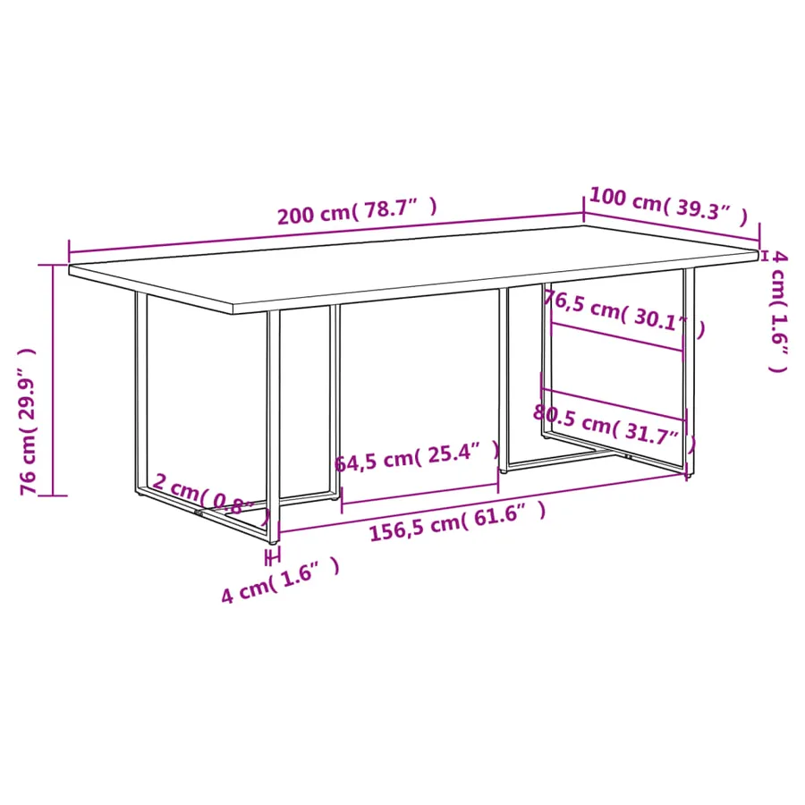 Table à manger 200 cm Bois de manguier brut - 11