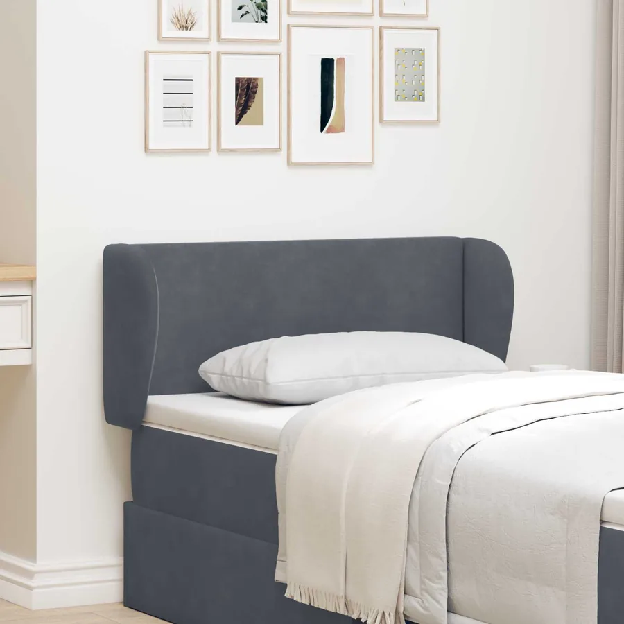 Oreille de tête de lit Gris Foncé 40 x 23 x 6 cm Velours