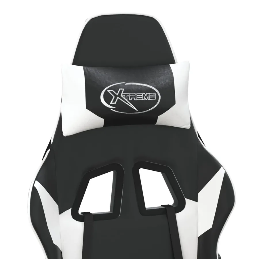 Chaise de jeu de massage et repose-pied Noir blanc Similicuir - 10