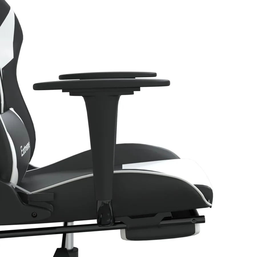Chaise de jeu de massage et repose-pied Noir blanc Similicuir - 11