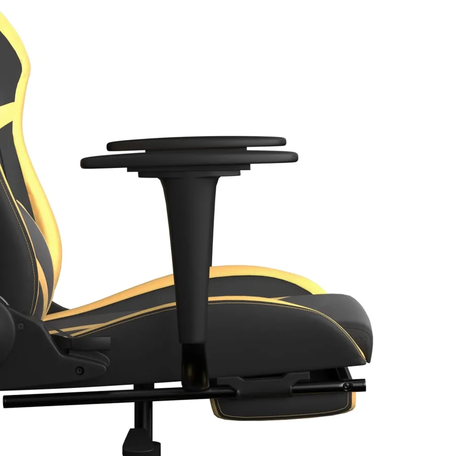 Chaise de jeu de massage avec repose-pied Noir&Doré Similicuir - 11