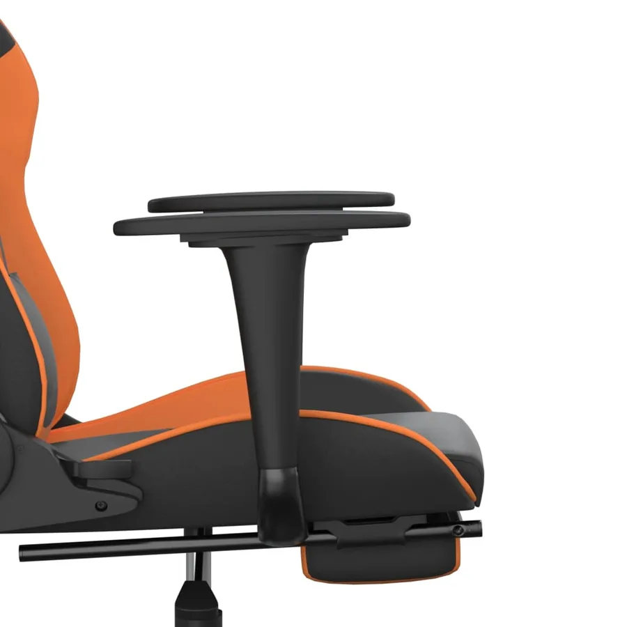 Chaise de jeu de massage et repose-pied Noir&Orange Similicuir - 11