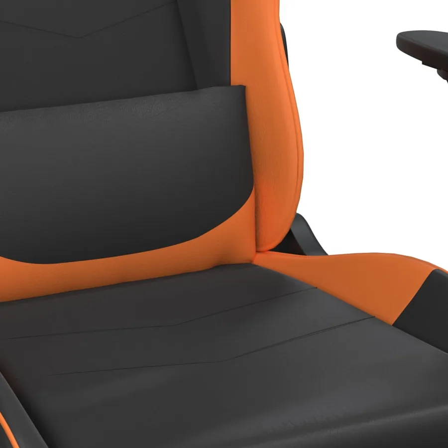 Chaise de jeu de massage et repose-pied Noir&Orange Similicuir - 9