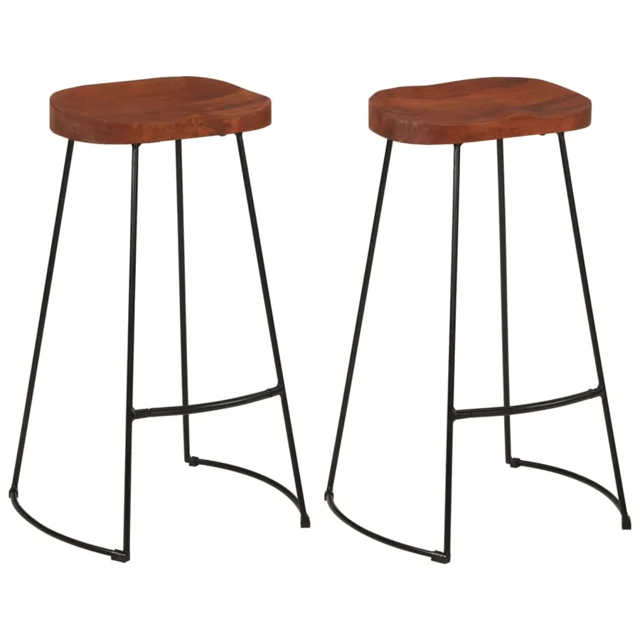 Tabourets de bar Gavin lot de 2 50x40x78cm bois massif manguier - 2