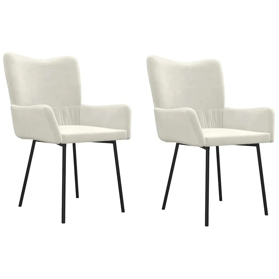 Chaises à manger lot de 2 Crème Velours - 2