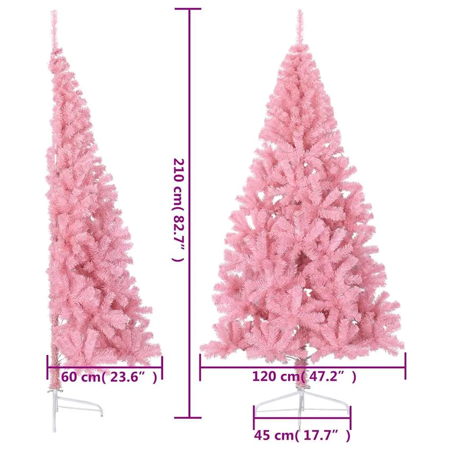 Demi sapin de Noël artificiel avec support Rose 210 cm PVC - 10