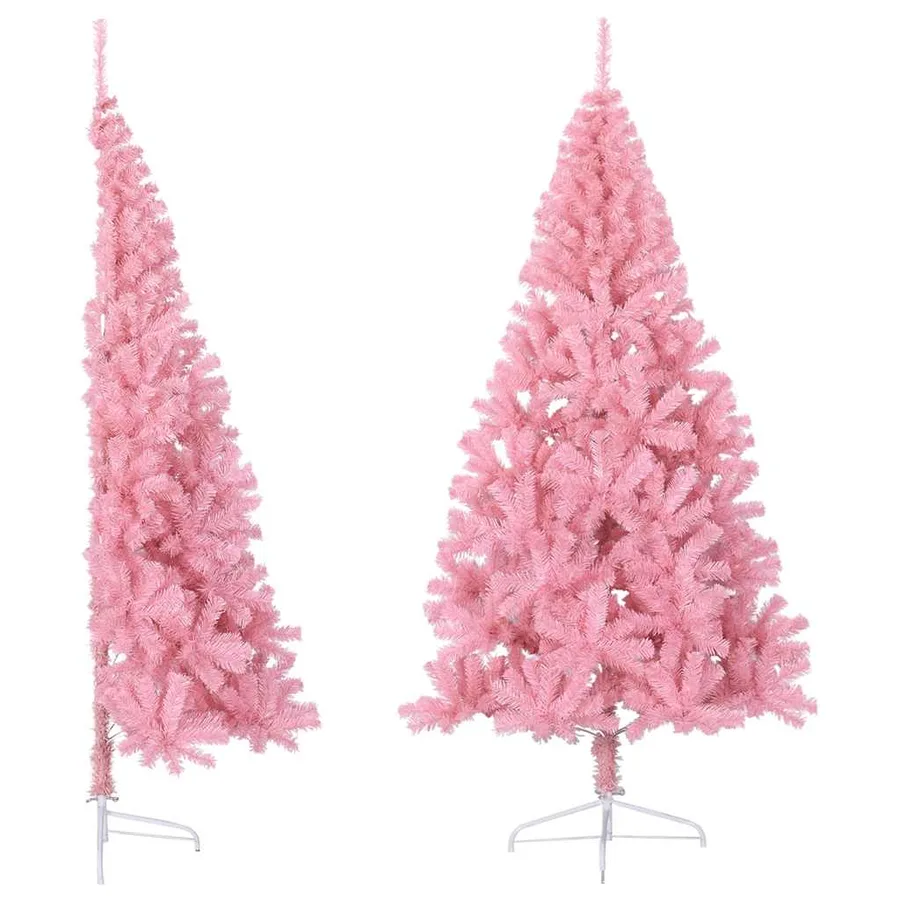 Demi sapin de Noël artificiel avec support Rose 210 cm PVC - 2