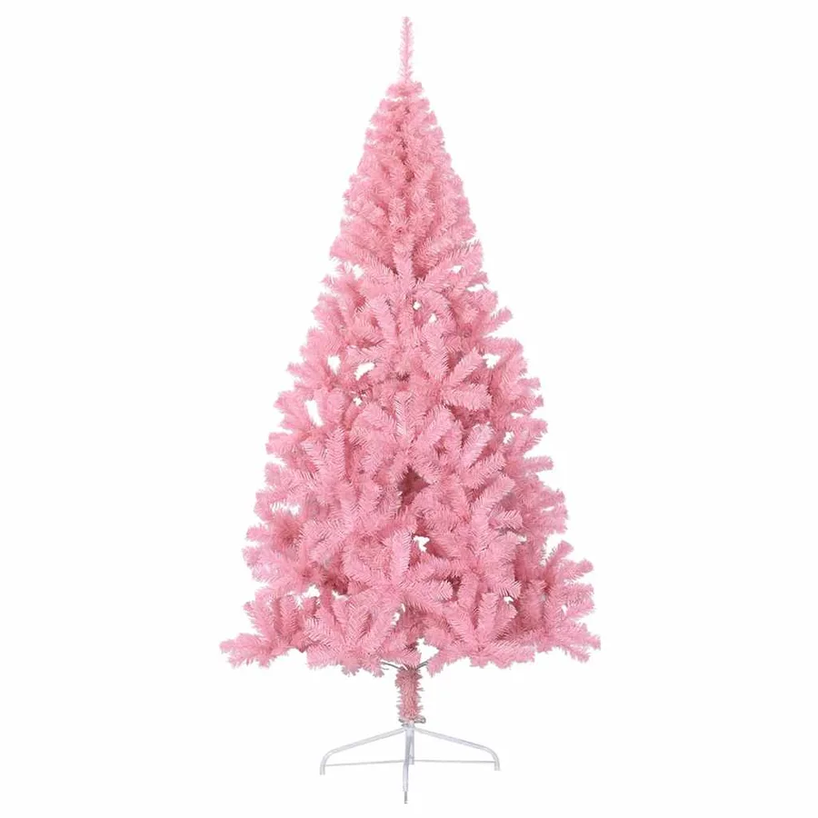 Demi sapin de Noël artificiel avec support Rose 210 cm PVC - 4