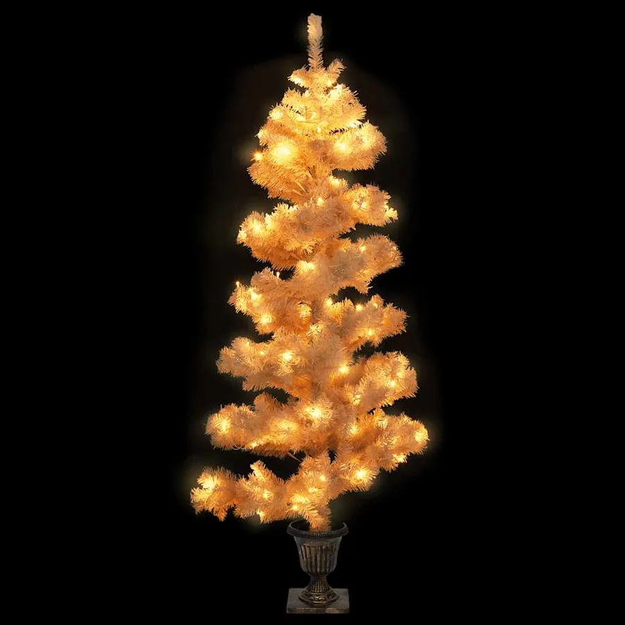 Arbre de Noël hélicoïdal pré-éclairé avec pot blanc 120 cm PVC - 3