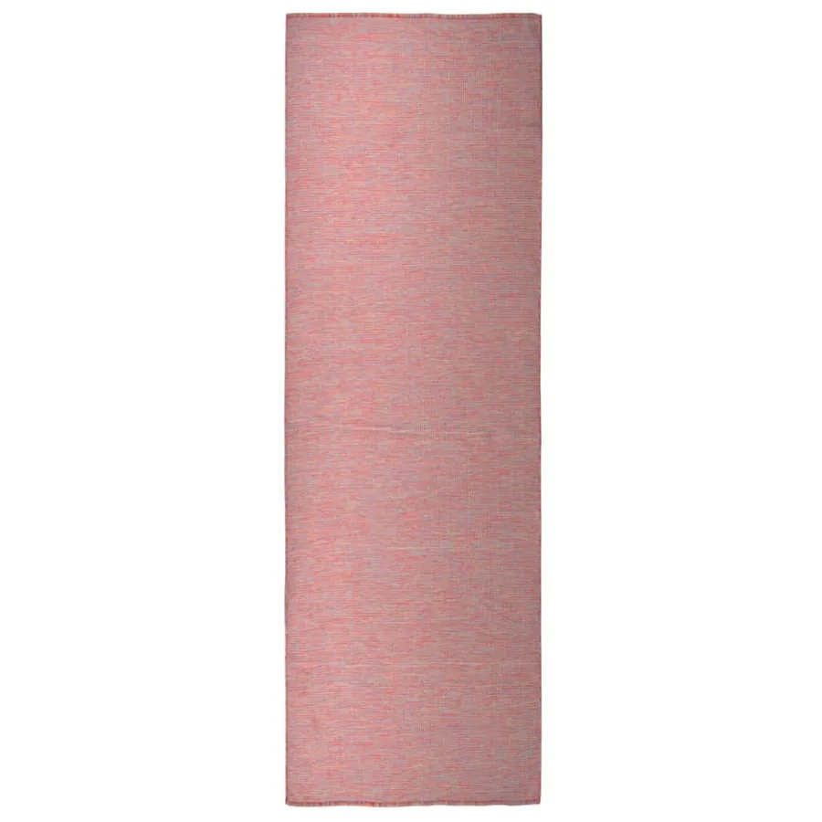 Tapis à tissage plat d'extérieur 80x250 cm Rouge