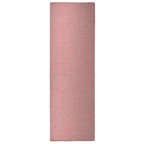 Tapis à tissage plat d'extérieur 80x250 cm Rouge