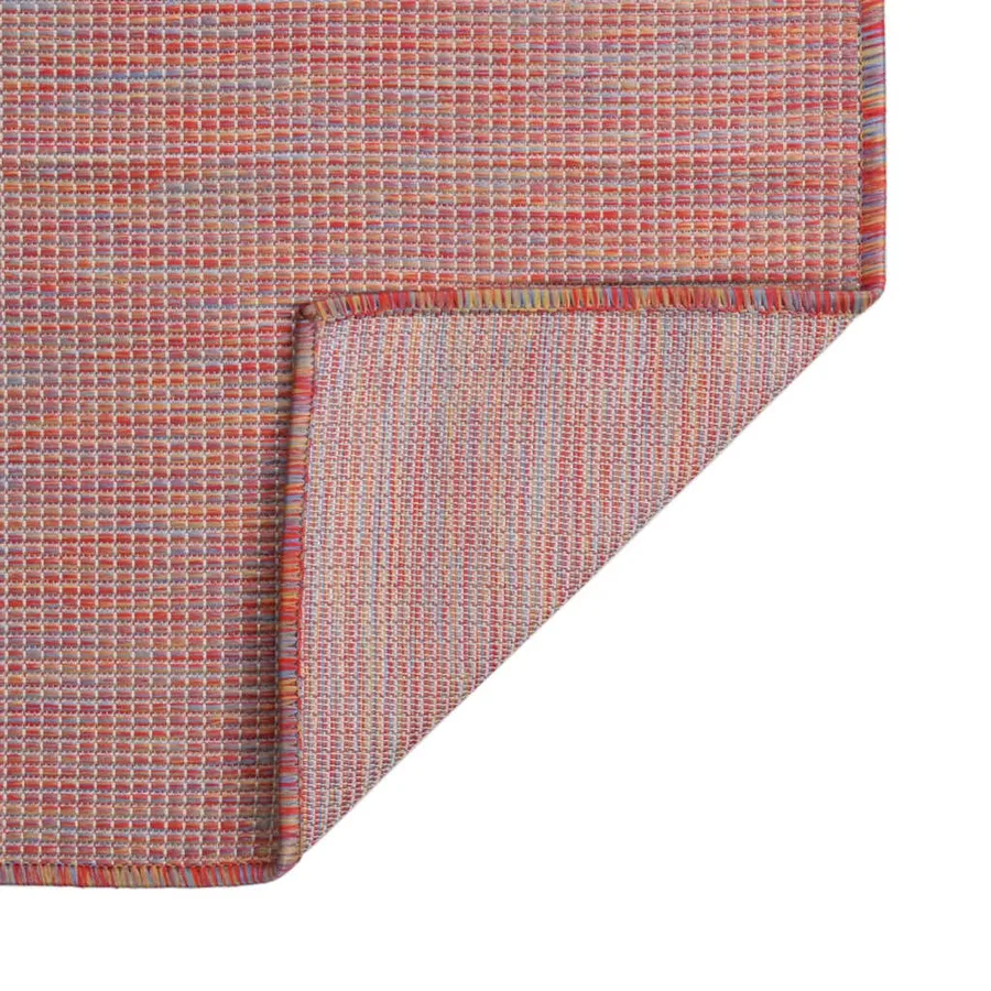 Tapis à tissage plat d'extérieur 80x250 cm Rouge - 2