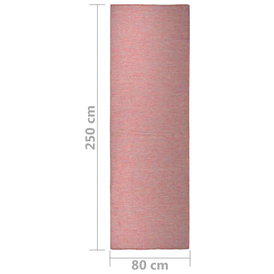Tapis à tissage plat d'extérieur 80x250 cm Rouge - 6