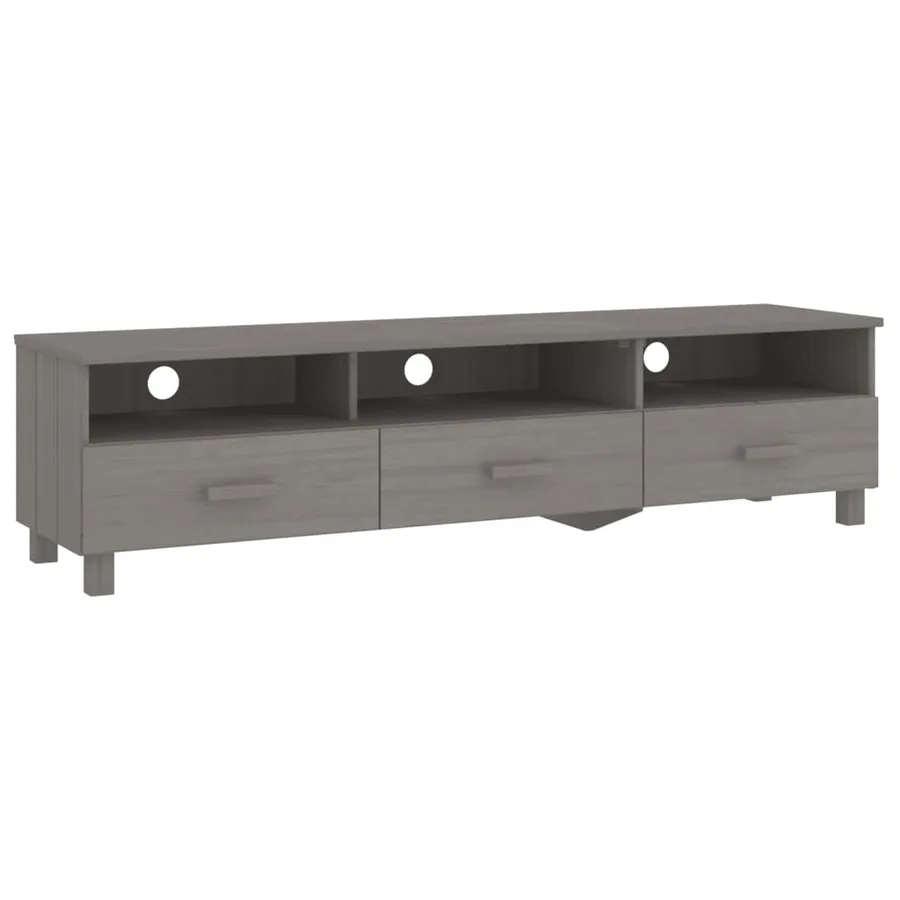 Meuble TV HAMAR Gris clair 158x40x40 cm Bois massif de pin - 2