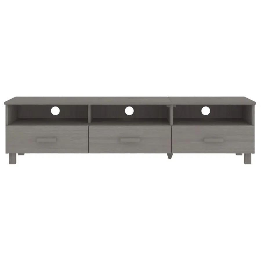 Meuble TV HAMAR Gris clair 158x40x40 cm Bois massif de pin - 3