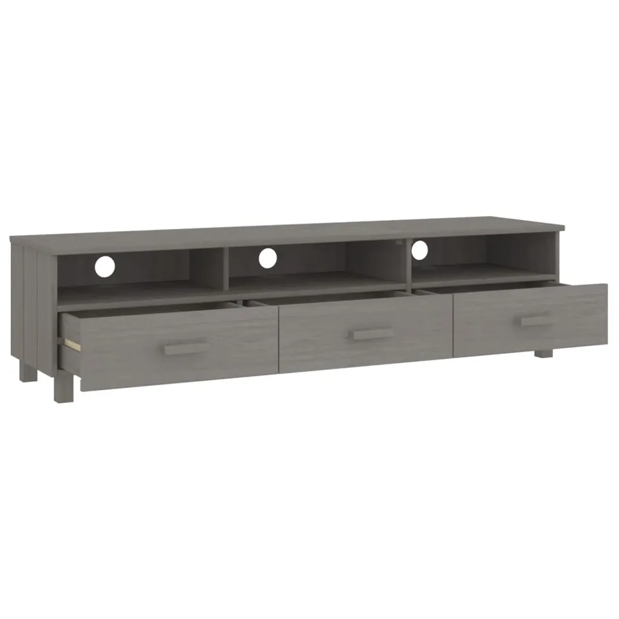 Meuble TV HAMAR Gris clair 158x40x40 cm Bois massif de pin - 5