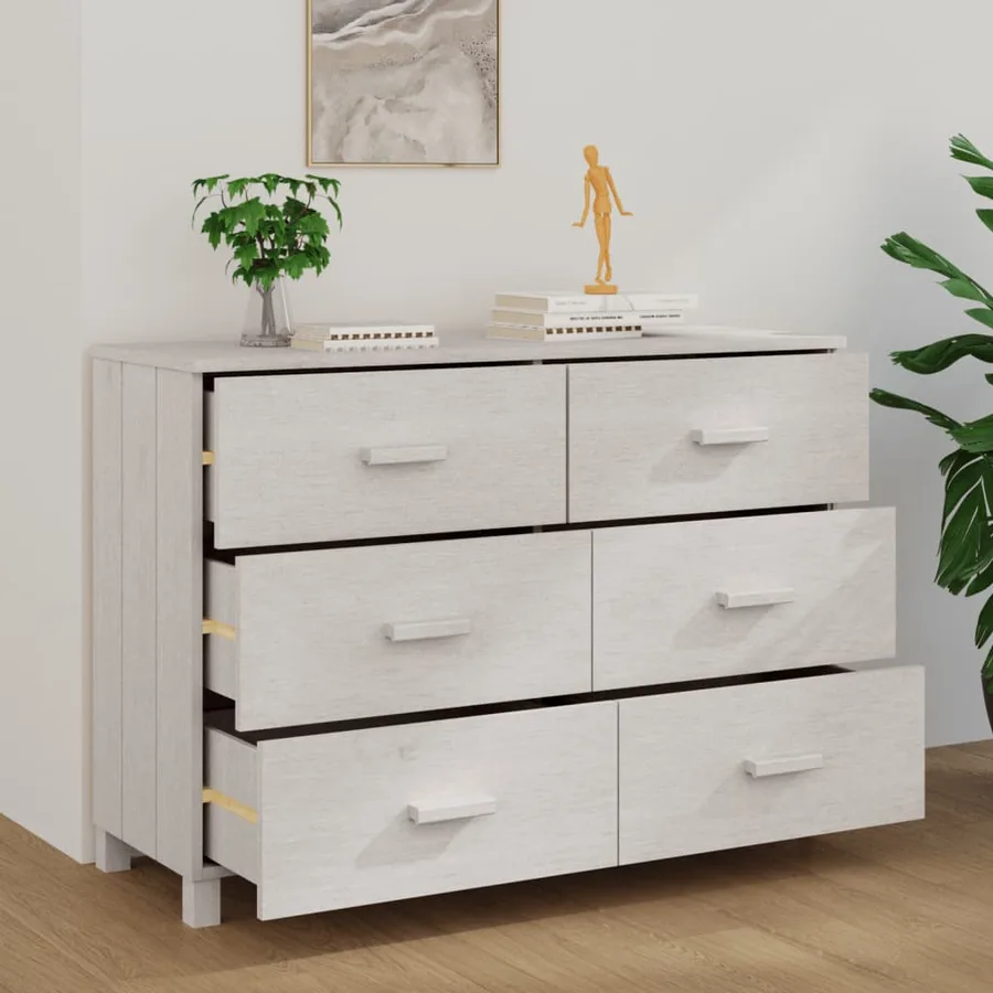 Buffet MOLDE Blanc 113x40x80 cm Bois massif de pin - 3
