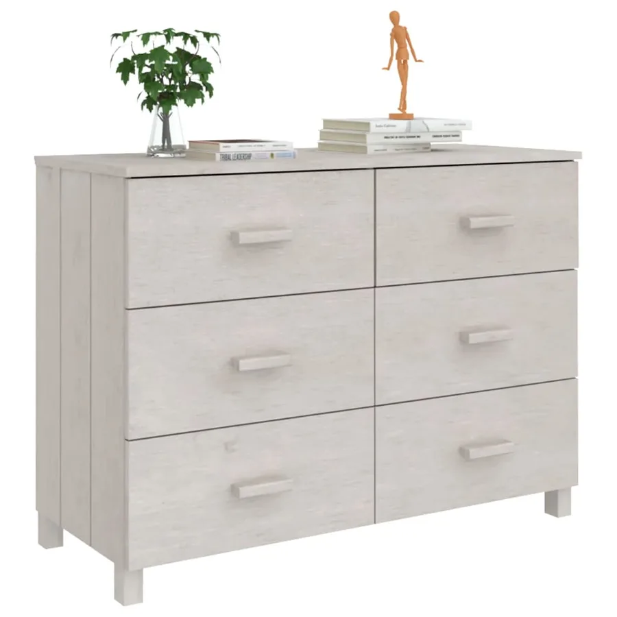 Buffet MOLDE Blanc 113x40x80 cm Bois massif de pin - 4