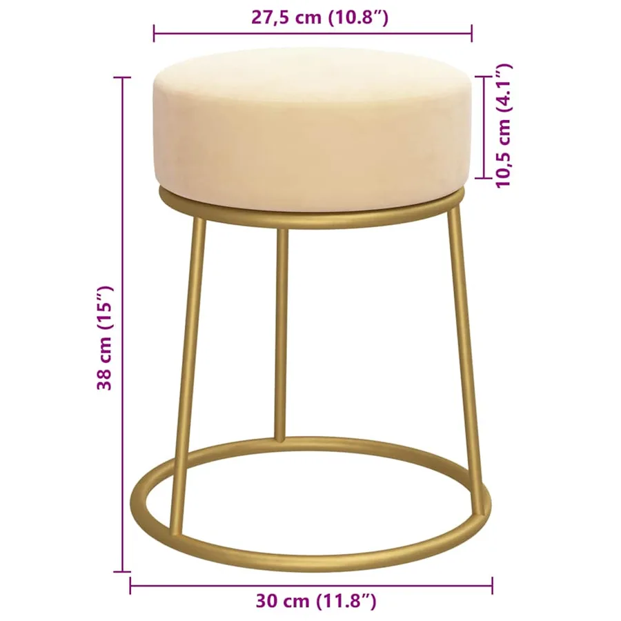 Tabouret rond Abricot Velours - 6