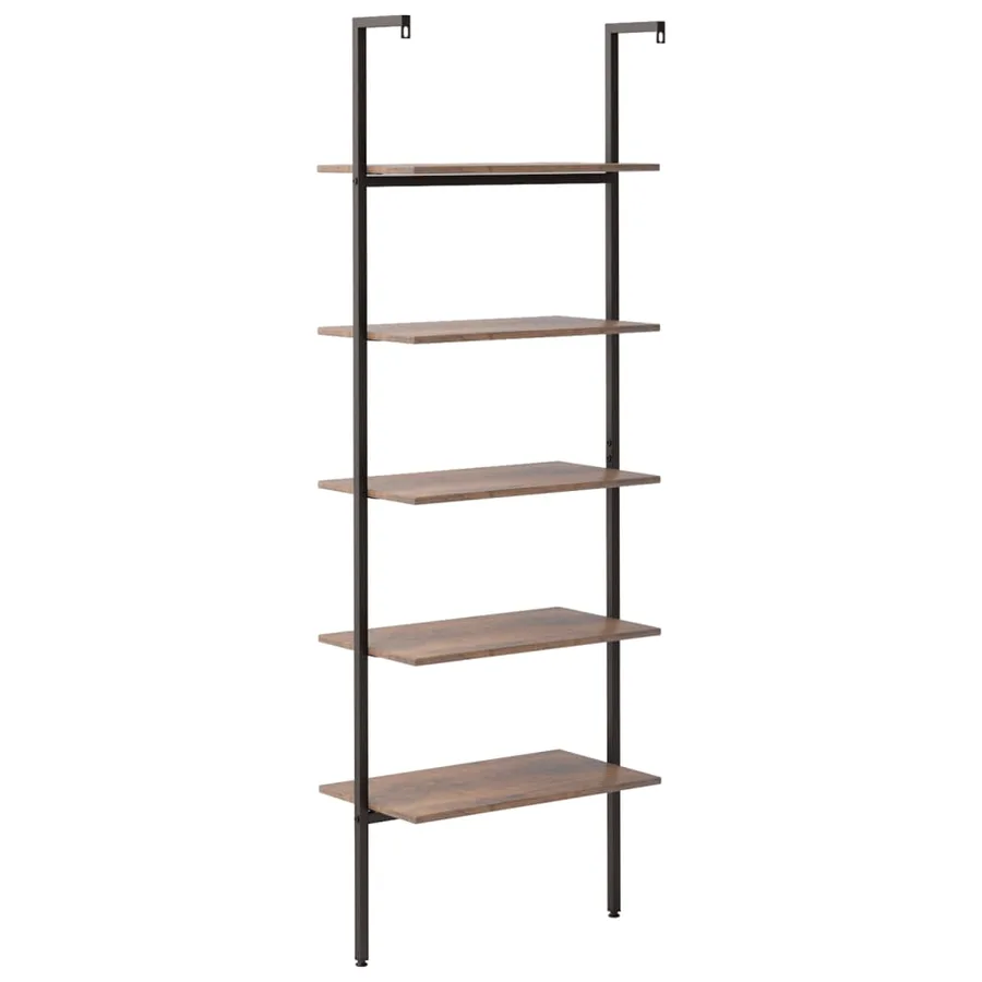 Étagère inclinée à 5 niveaux Marron foncé et noir 64x35x185 cm - 5