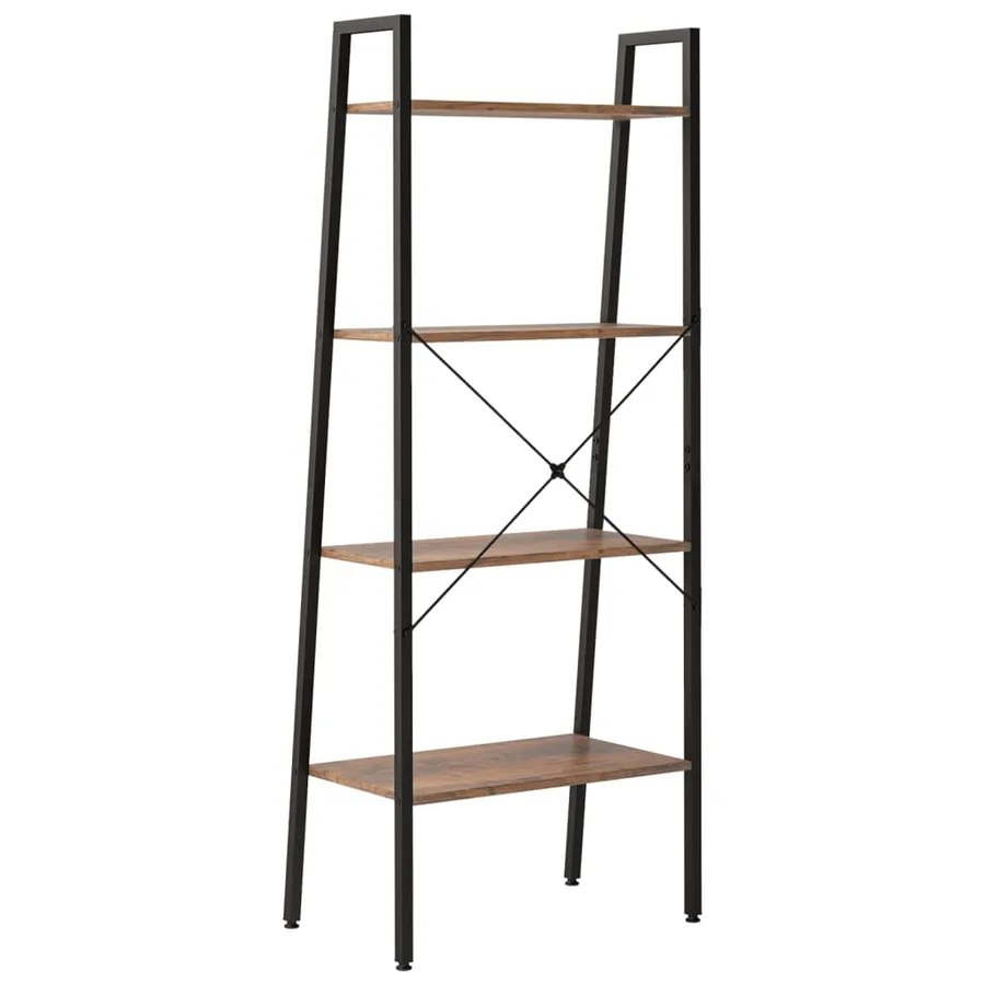 Étagère sur pied 4 niveaux Marron foncé et noir 56x35x140 cm - 5