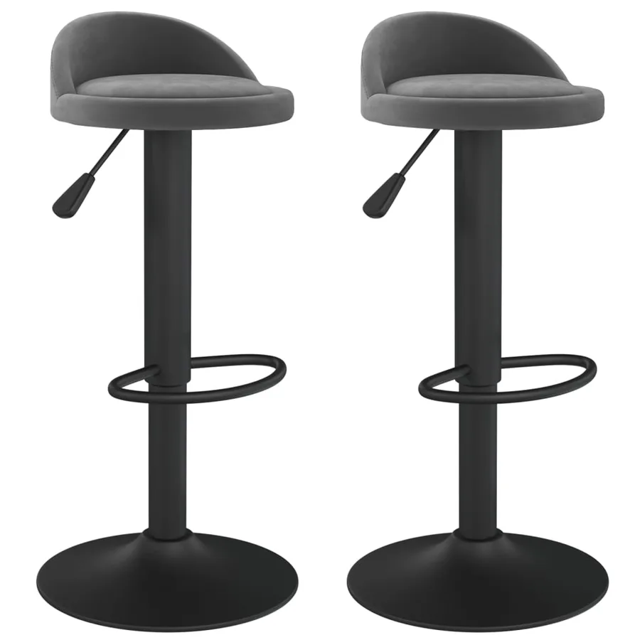 Tabourets de bar lot de 2 gris foncé velours - 2