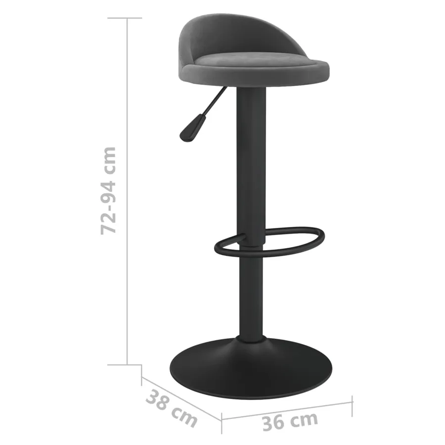 Tabourets de bar lot de 2 gris foncé velours - 9