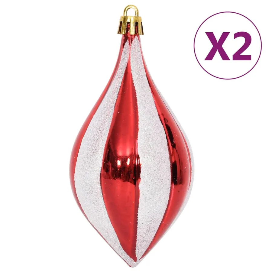 Ensemble de boules de Noël 64 pcs Rouge et blanc - 12