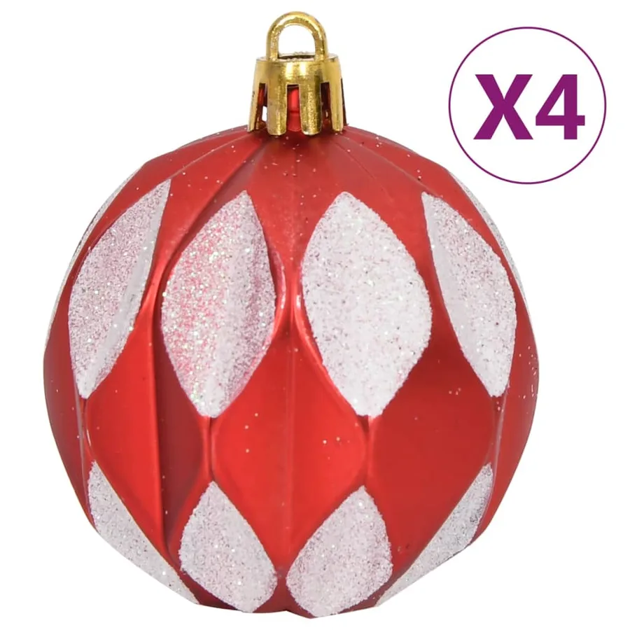 Ensemble de boules de Noël 64 pcs Rouge et blanc - 5
