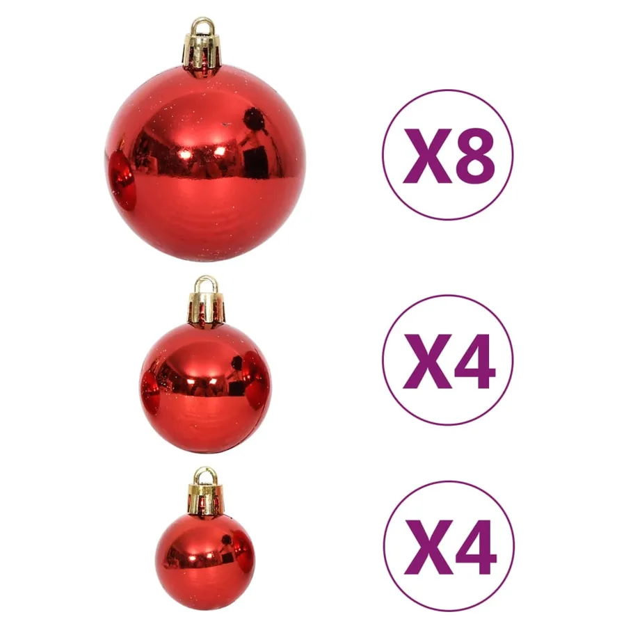 Ensemble de boules de Noël 64 pcs Rouge et blanc - 7