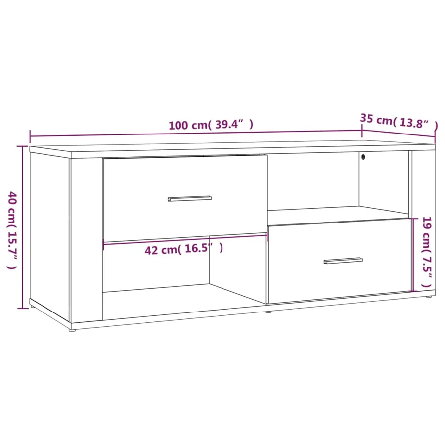 Meuble TV Sonoma gris 100x35x40 cm Bois d'ingénierie - 10