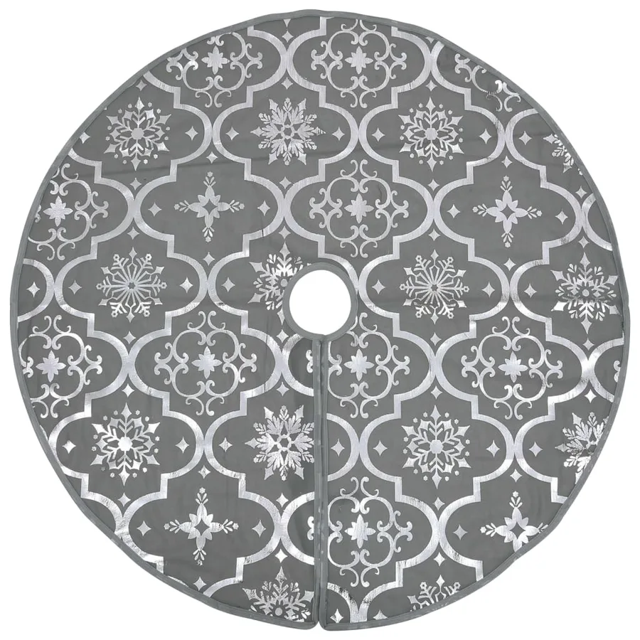 Jupe de sapin de Noël de luxe avec chaussette Gris 90 cm Tissu - 3