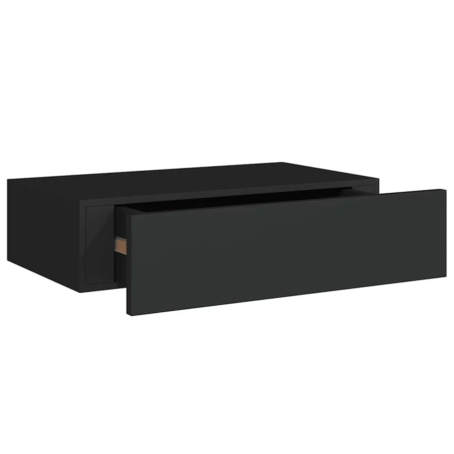 Étagère à tiroir murale noir 40x23,5x10 cm MDF - 2