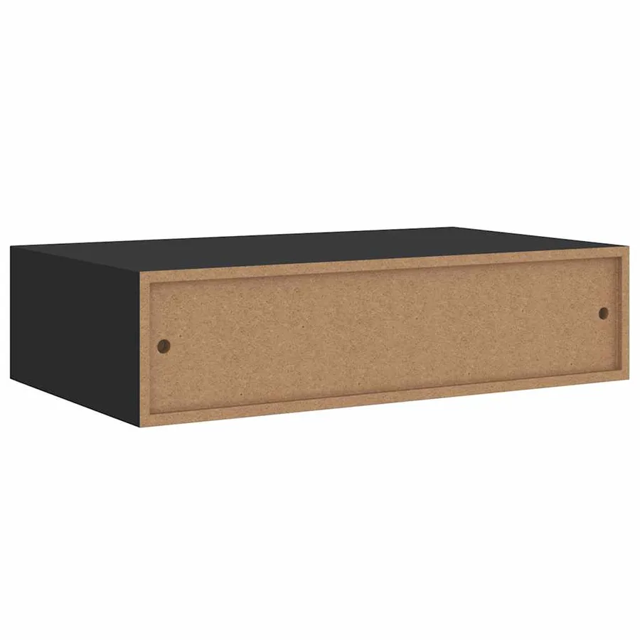 Étagère à tiroir murale noir 40x23,5x10 cm MDF - 8
