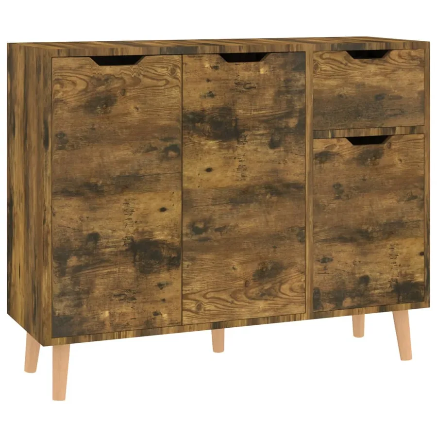 Buffet chêne fumé 90x30x72 cm bois d'ingénierie - 2