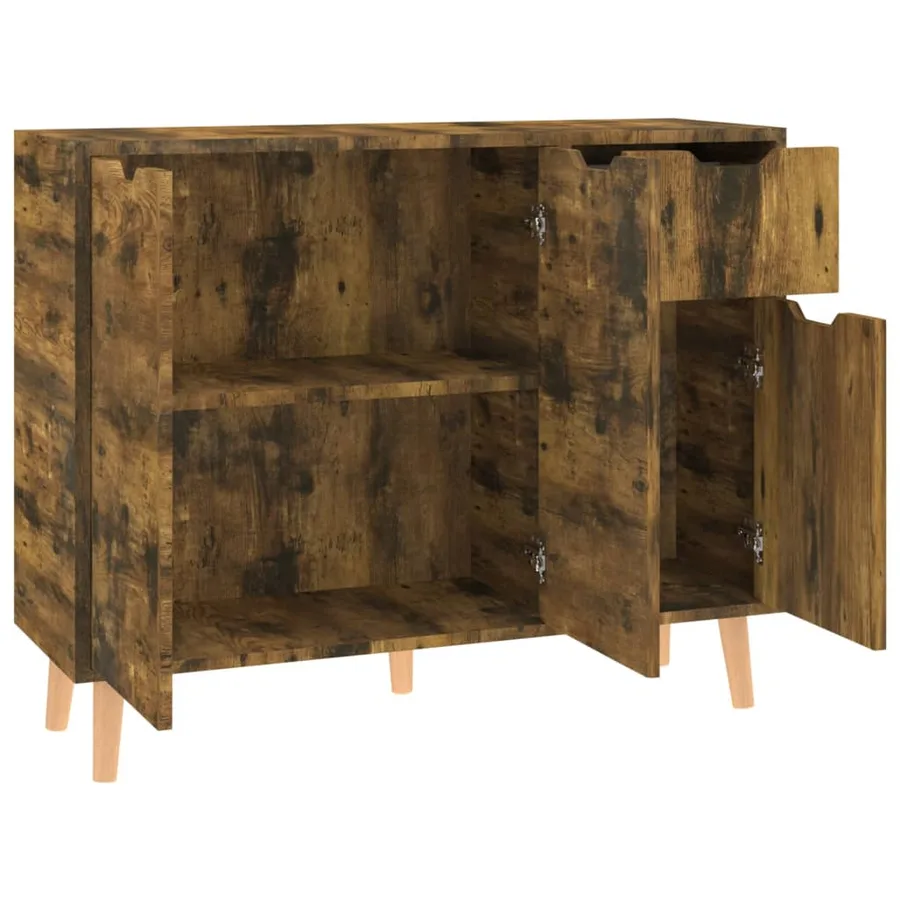 Buffet chêne fumé 90x30x72 cm bois d'ingénierie - 6
